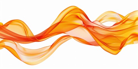 Wall Mural - long horizontal illustration of long fiery orange and yellow wavy ribbon, isolated on white backgrou