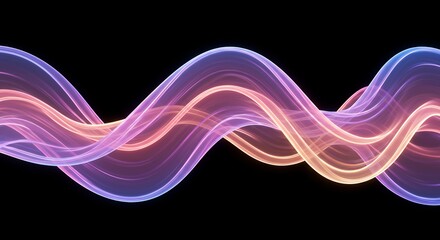 Poster - Abstract Waves Flowing with Vibrant Colors on a Black Background