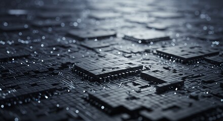 Aufkleber - Complex Technology Circuit Board with Microchips and Data Flow