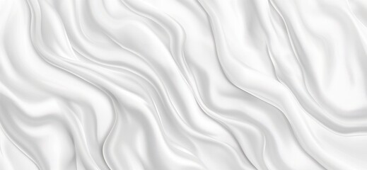 Poster - Abstract white cloth fabric fold and flow ripple wavy texture horizontal illustration minimalist.