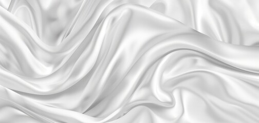 Poster - Abstract white cloth fabric fold and flow ripple wavy texture horizontal illustration canvas.