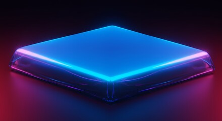 Poster - Abstract Square Platform with Neon Glow Displaying Modern Technology