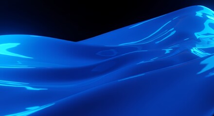 Poster - Blue abstract flowing wave background with shiny surface texture