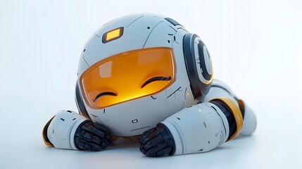 cute sleeping robot figure with glowing features