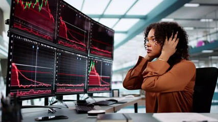 Aufkleber - Financial Loss Data. Businesswoman With Stock Loss