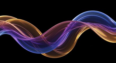 Poster - Abstract flowing wave design with vibrant gold blue and purple color