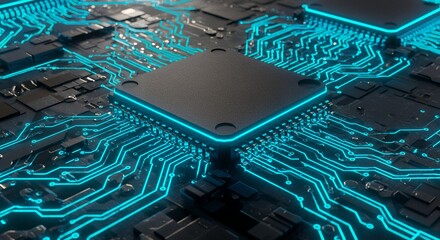 Aufkleber - Modern Circuit Board with Glowing Connections Technology Concept Design