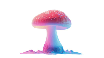 Poster - Glowing psychedelic mushroom growing on transparent background