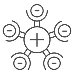 Poster - nucleus atom structure thin line icon, atomic energy concept. vector graphics. positive with negativ