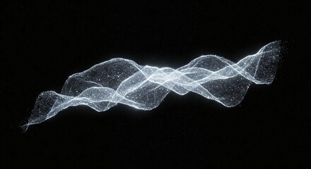 Poster - Abstract shimmering wave flows smoothly on a dark background