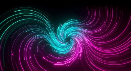 Aufkleber - Abstract Swirl of Glowing Neon Light Streaks in a Vortex Design