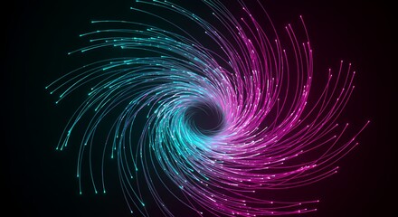 Aufkleber - Swirling Vortex of Abstract Light Trails in Cyan and Magenta Tones