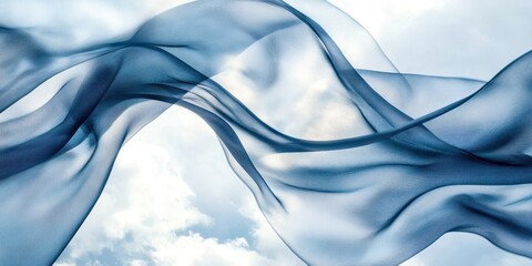 Wall Mural - a blue and white fabric with a wave pattern