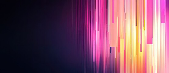 Poster - A vibrant, abstract background featuring vertical stripes in shades of pink, orange, and yellow against a dark backdrop.