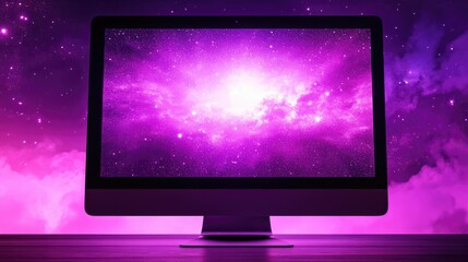 Poster - A clipart of a desktop computer with a glowing holographic interface above the screen.