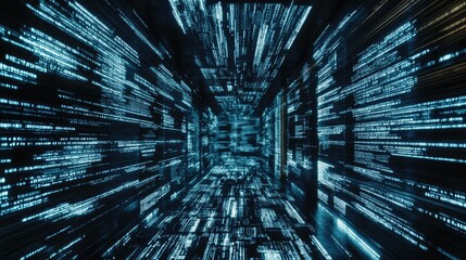 Poster - A cloud-based NLP system analyzing massive text data in a futuristic digital space.