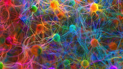 Poster - A complex neural network visualization demonstrating AI-powered natural language understanding.