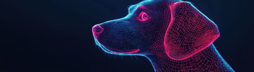 Poster - Digital art showcase dog portrait virtual environment 3d animation creative perspective modern concept