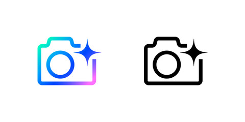 Fototapete - camera icon for ai artificial intelligence app tools or assistant button, vector sign. ai assistant 
