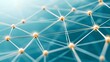 © Archara - The image shows a network of interconnected nodes, represented by small golden spheres connected by thin, light-colored lines against a teal background.  This abstract visualization could represent a