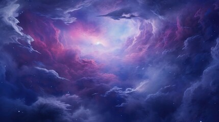 Wall Mural - purple blue cosmic nebula clouds space view.