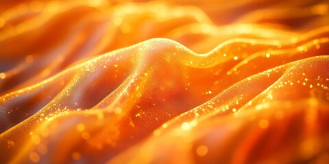 Fototapete - Golden, Abstract Flow Of Glowing Energy With Sparkles In A Background Or Texture Pattern Design