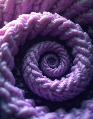 Leinwandbilder - Abstract illustration swirling purple spiral pattern. Image shows detailed 3D texture with deep focus creating sense of depth, dimension. Design features modern art. Great for tech, sci-fi,