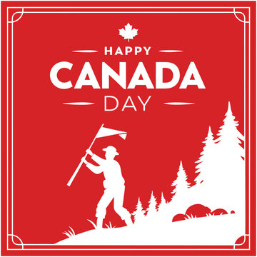 Celebrating Canada Day with Bold Typography and Maple Leaf Illustration