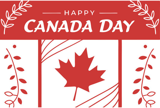 Red Canada Day Celebration Graphic Maple Leaf