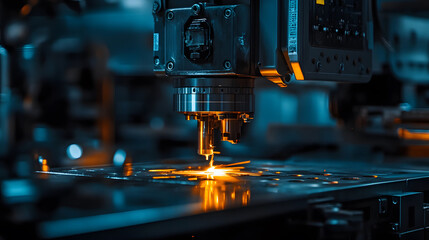 Poster - High-tech laser cutting machine in operation