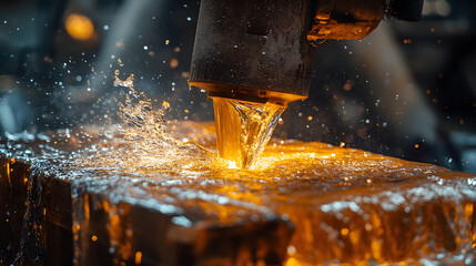 Aufkleber - Water splashing from industrial machinery on metal surface