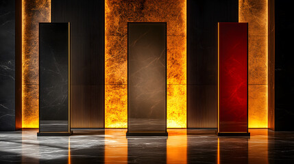 Poster - Stylish modern display wall with contrasting panels