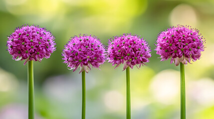 Poster - Four vibrant purple flowers with a blurred background