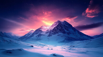 Poster - Majestic mountains under a colorful twilight sky