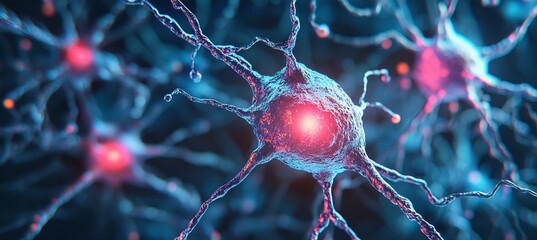 Poster - Glowing Network of Interconnected Neurons in Vibrant Colors , Scientific Visualization
