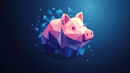 Poster - Low-poly piggy bank illustration.