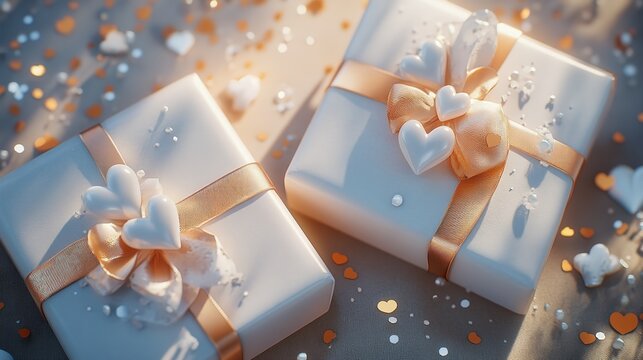 Festive Composition of Blue Presents with Gold Accents