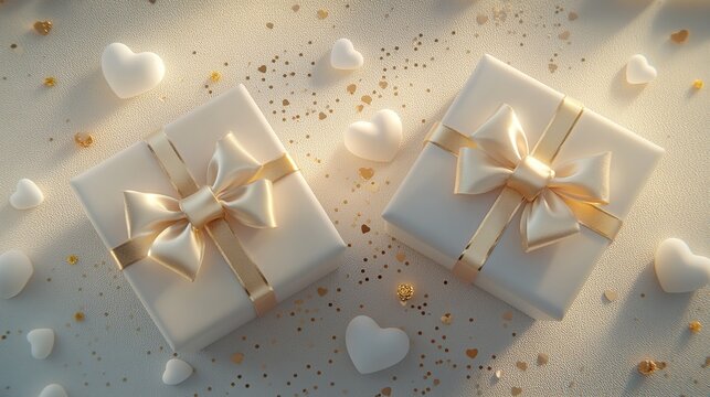 Festive Composition of Blue Presents with Gold Accents