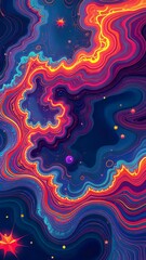 Aufkleber - A colorful painting of a galaxy with stars and a spiral. The colors are bright and vibrant. The painting is on a blue background