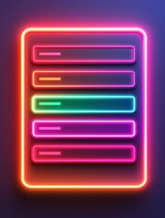 Poster - A vibrant neon graphic featuring layered bars, suggesting a digital interface or progress display, set against a dark background.