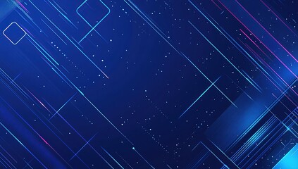 Poster - Abstract Geometric Lines & Shapes: Dynamic Blue Neon Design with Glowing Effects
