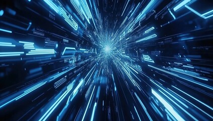 Poster - Abstract Blue Digital Data Stream Background