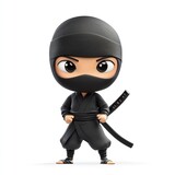 Cute chibi ninja warrior cartoon character. (1)