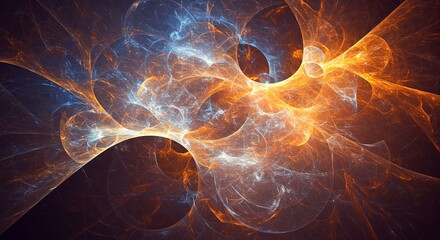 Poster - A colorful, abstract painting of a galaxy with orange and blue swirls