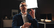 © Flashizzle24/peopleimages.com - Mature man, discussion or interview with talk for online tutorial or development process. Male person, influencer or presentation with recording or documentary for helpful tips, night lesson or guide