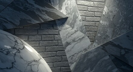 Poster - A close up of a marble and a brick