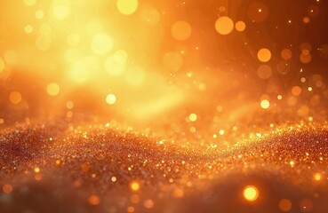 Aufkleber - Abstract orange glitter sparkle background with bokeh lights. Shiny golden dust particles. Festive backdrop for celebration, New Year, Christmas, party, luxury design, product presentation.