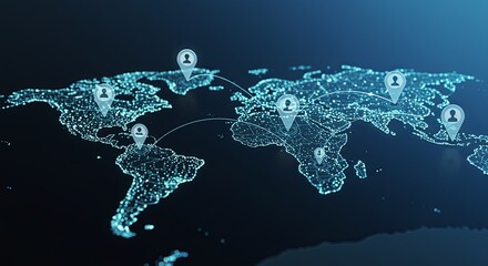 Poster - A map of the world with many points of light on it