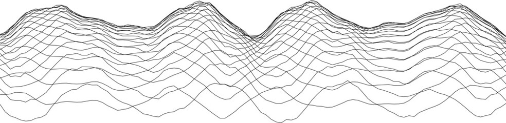 Poster - Abstract waveform pattern in monochrome line art for modern graphic design and background aesthetics.