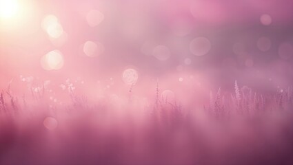 Poster - soft morning light filters through delicate pink flowers in a serene field at dawn